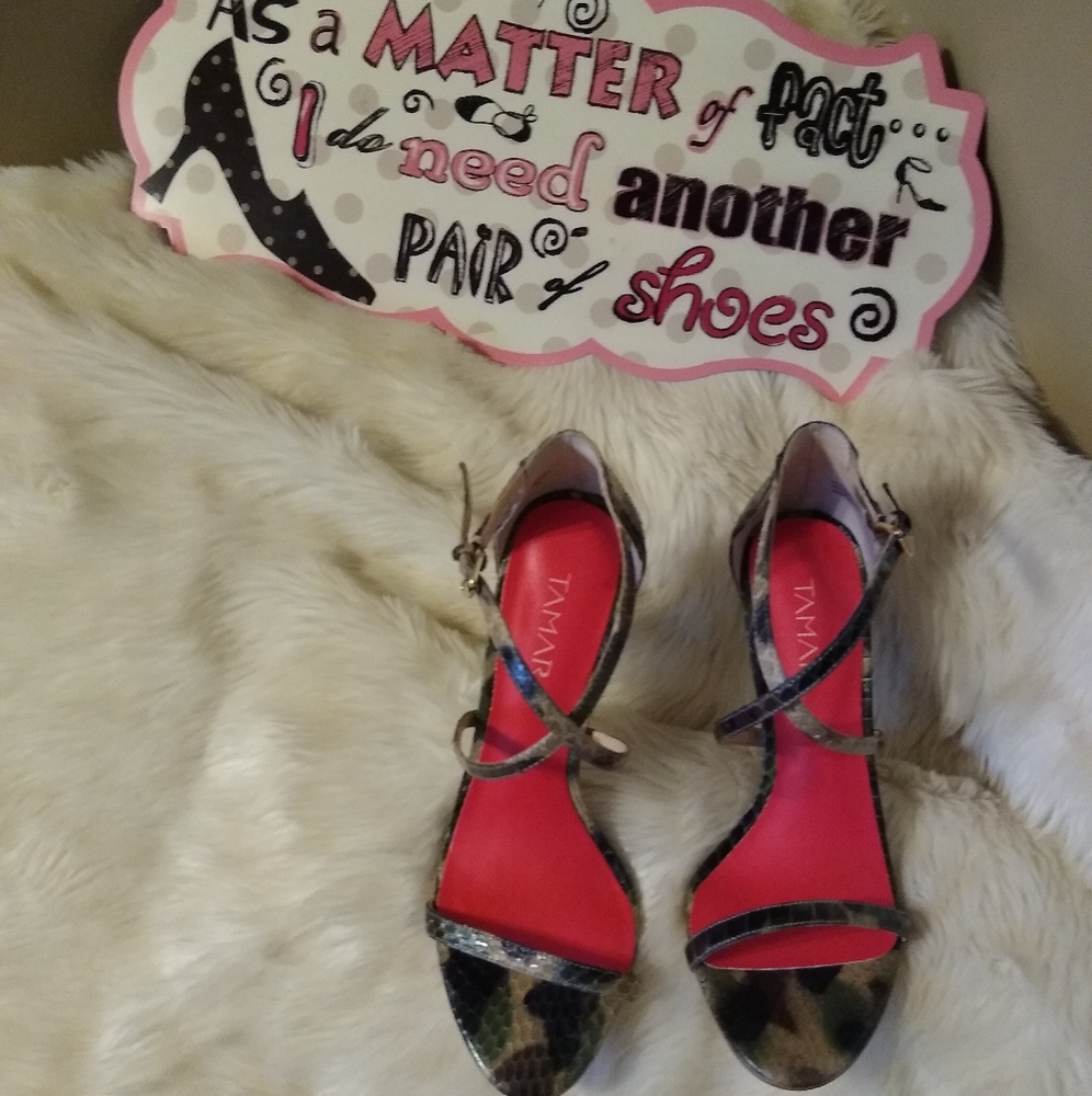 Leather Snake Camo Heels